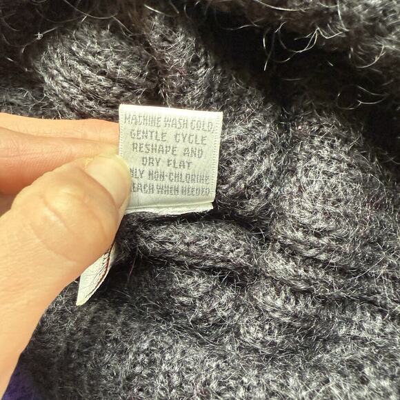 VTG 90s Mohair Wool Blend Knit Sweater S Abstract Art Stripe Rainbow Turtle Neck - Picture 4 of 7